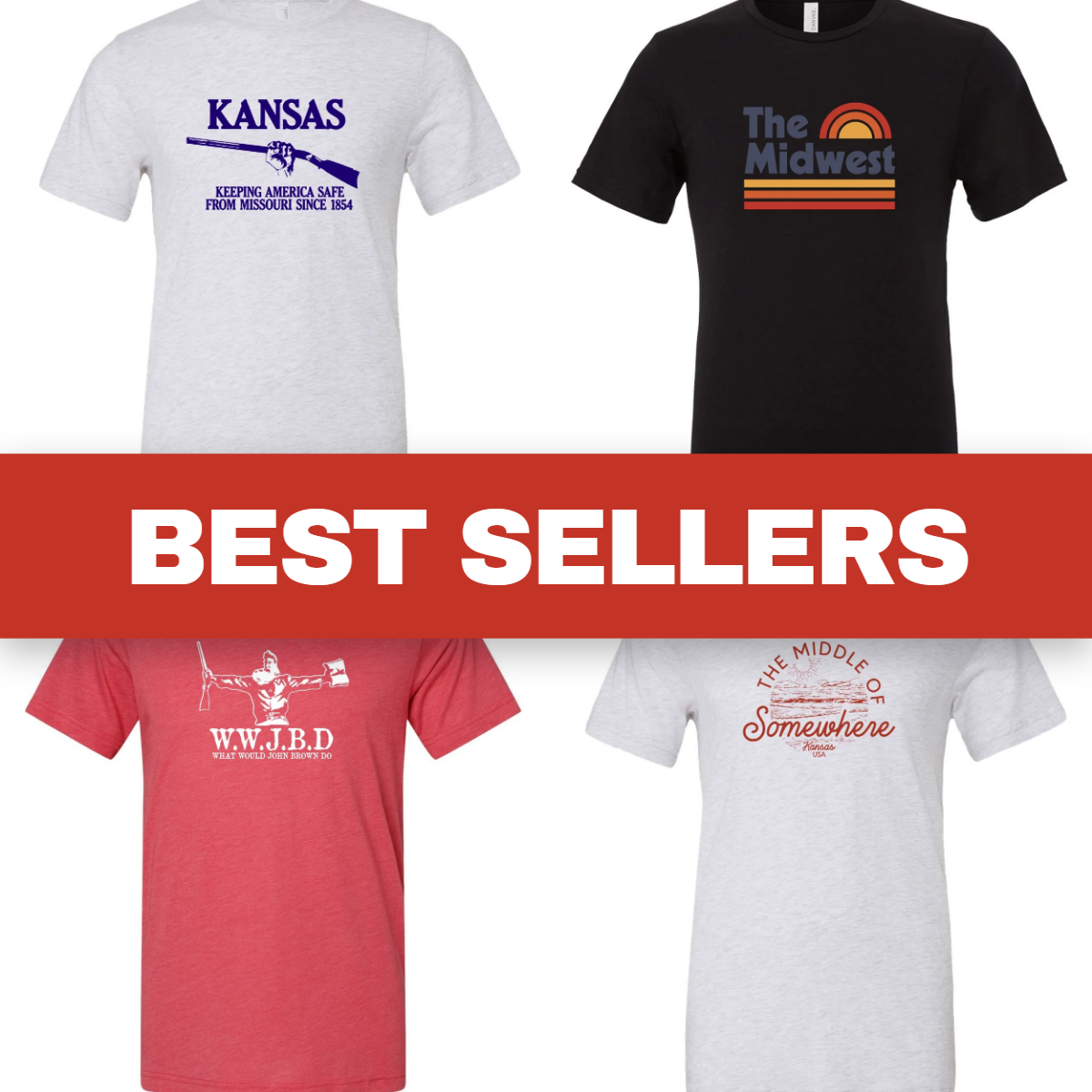Best Sellers collection: four ACME tees on a grid with a red band reading BEST SELLERS