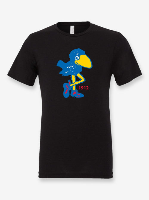 1912 Jayhawk on a black t-shirt