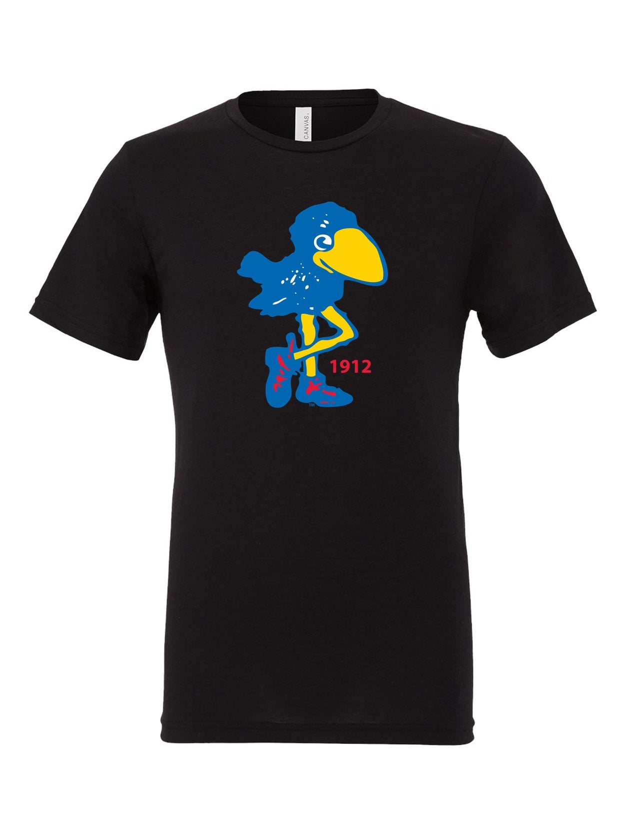 1912 Jayhawk on a black t-shirt