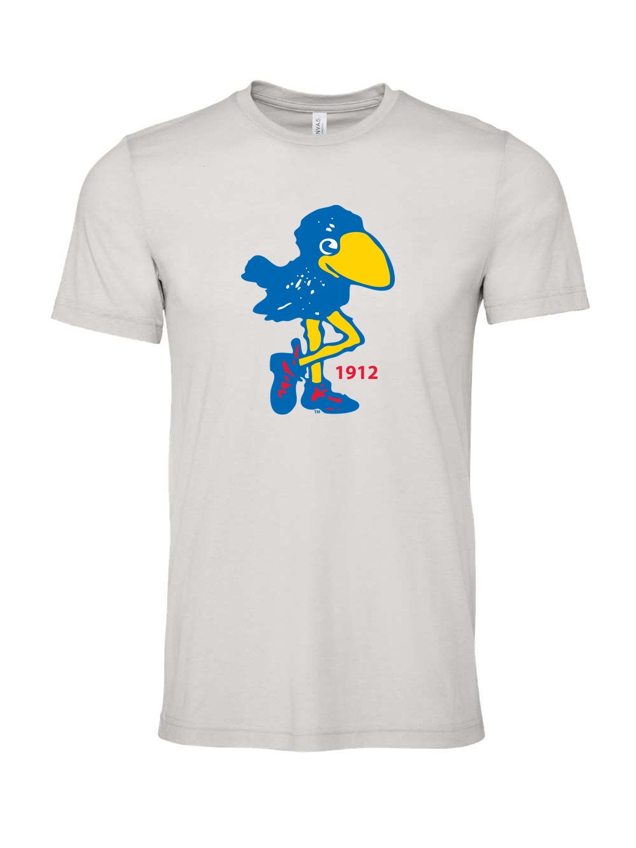 1912 Jayhawk on a cement gray t-shirt