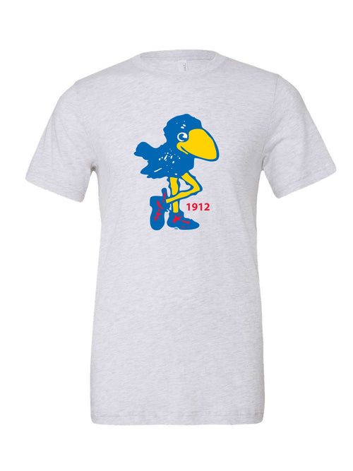 1912 Jayhawk on a white t-shirt