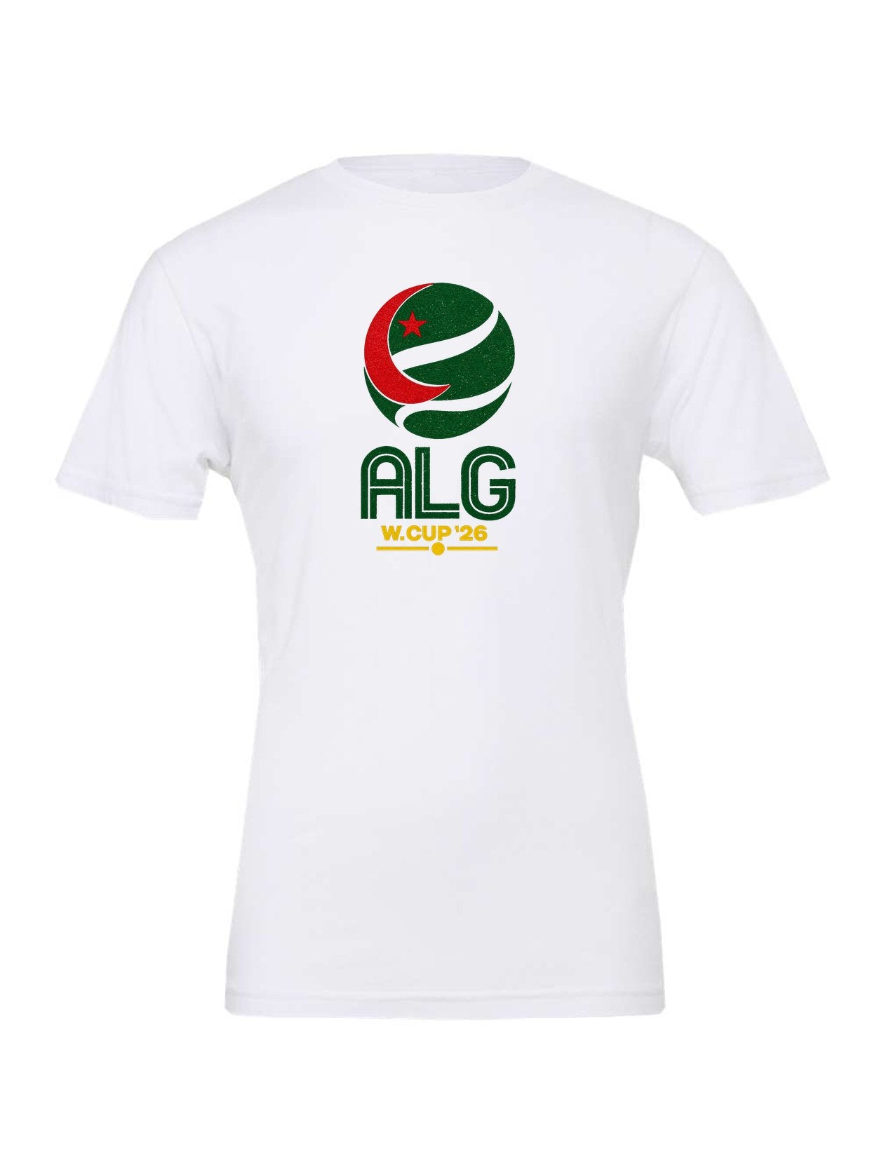 Algeria WC26 design on a white Bella+Canvas 3001 tee