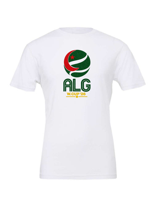 Algeria WC26 design on a white Bella+Canvas 3001 tee
