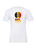 Belgium WC26 design on a white Bella+Canvas 3001 tee