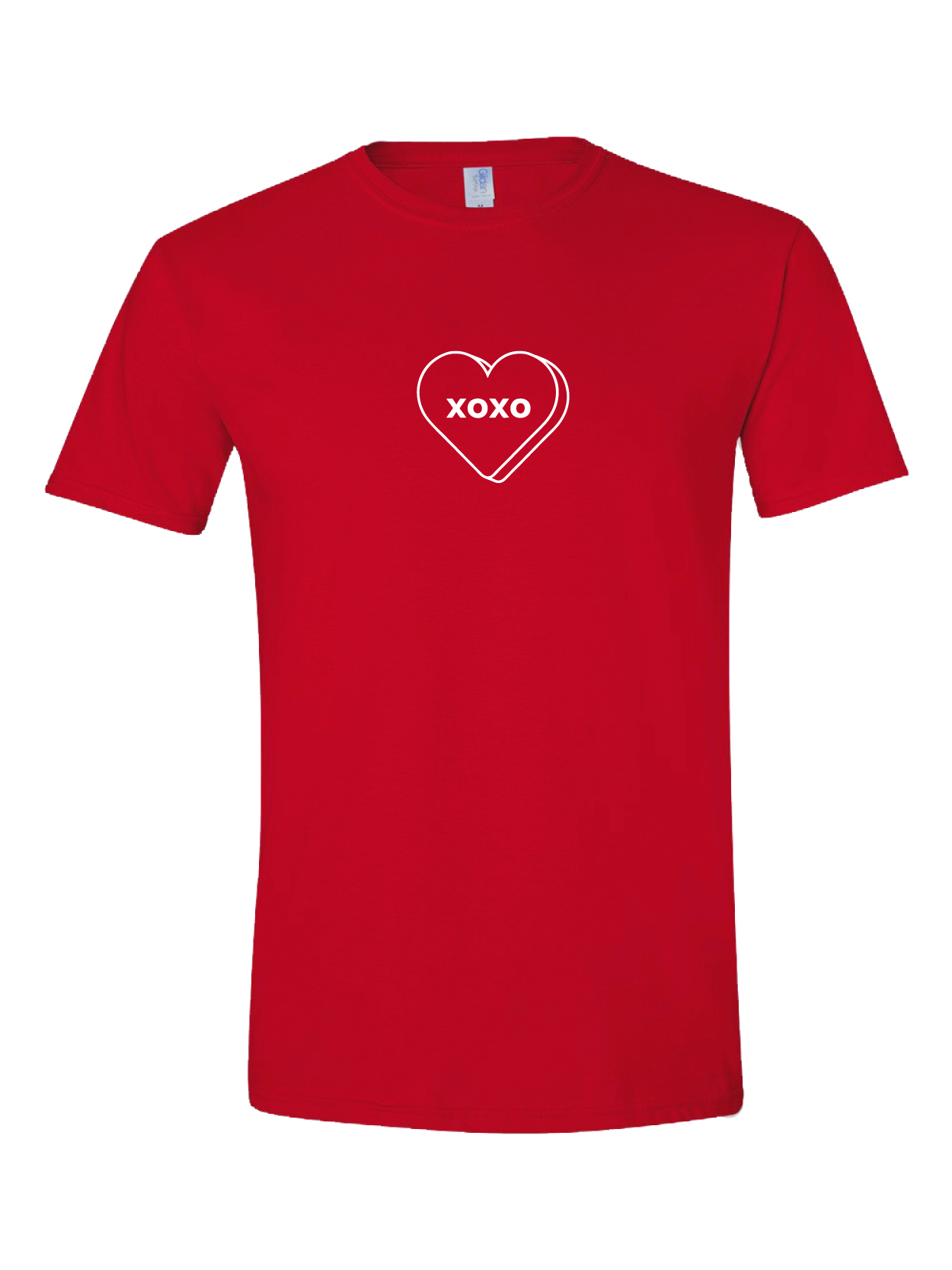 Candy Heart design on a red t-shirt