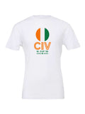 Cote d'Ivoire WC26 design on a white Bella+Canvas 3001 tee