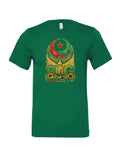 Host City Reimagined WC26 design on a kelly green Bella+Canvas 3001 tee