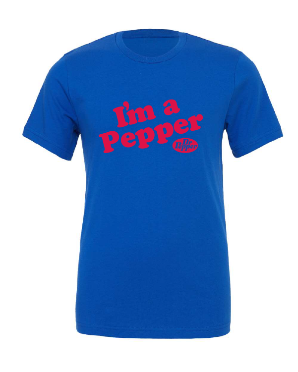 I'm a Pepper design on a blue t-shirt