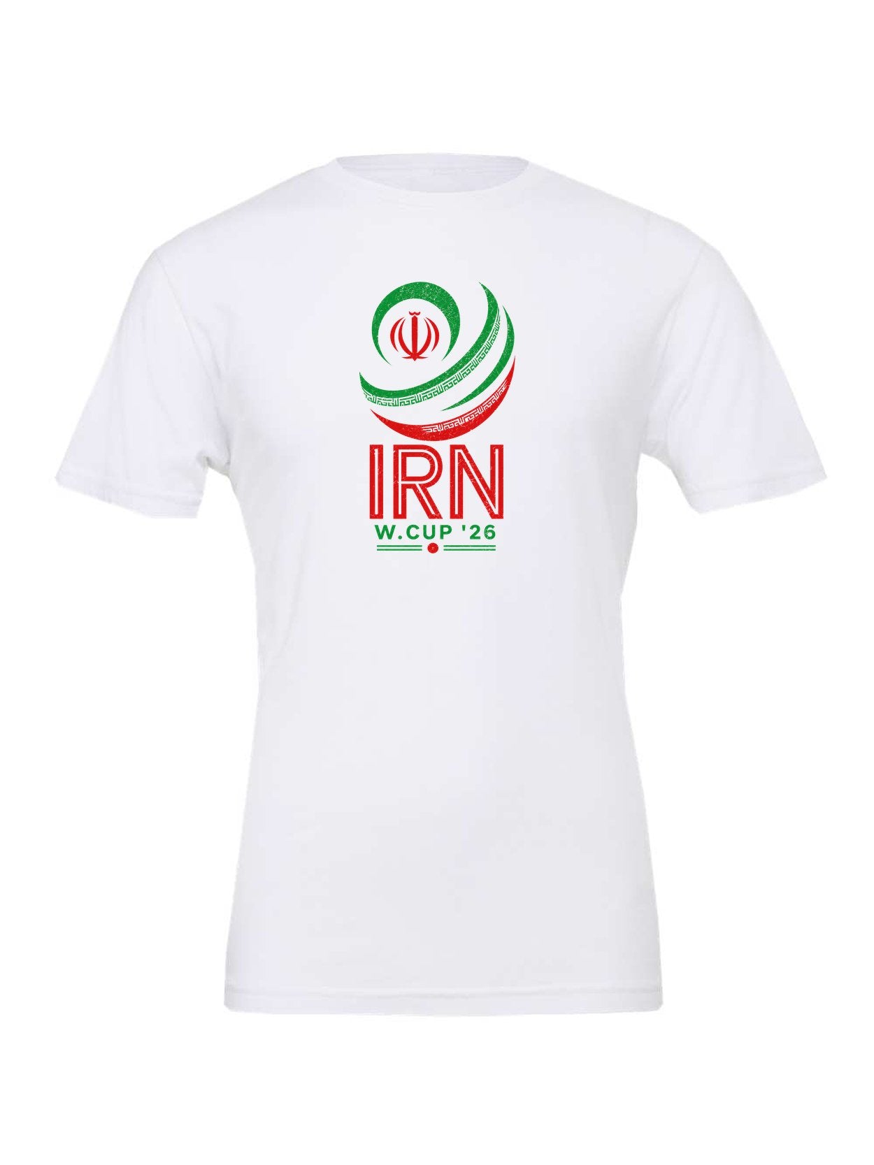 Iran WC26 design on a white Bella+Canvas 3001 tee
