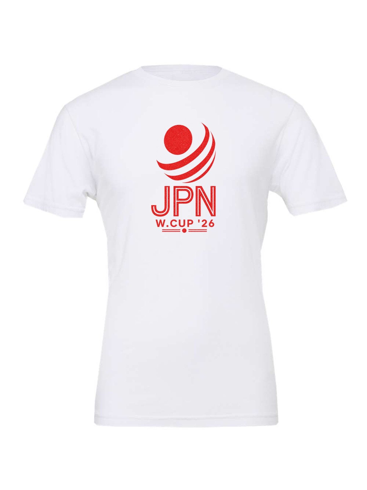 Japan WC26 design on a white Bella+Canvas 3001 tee
