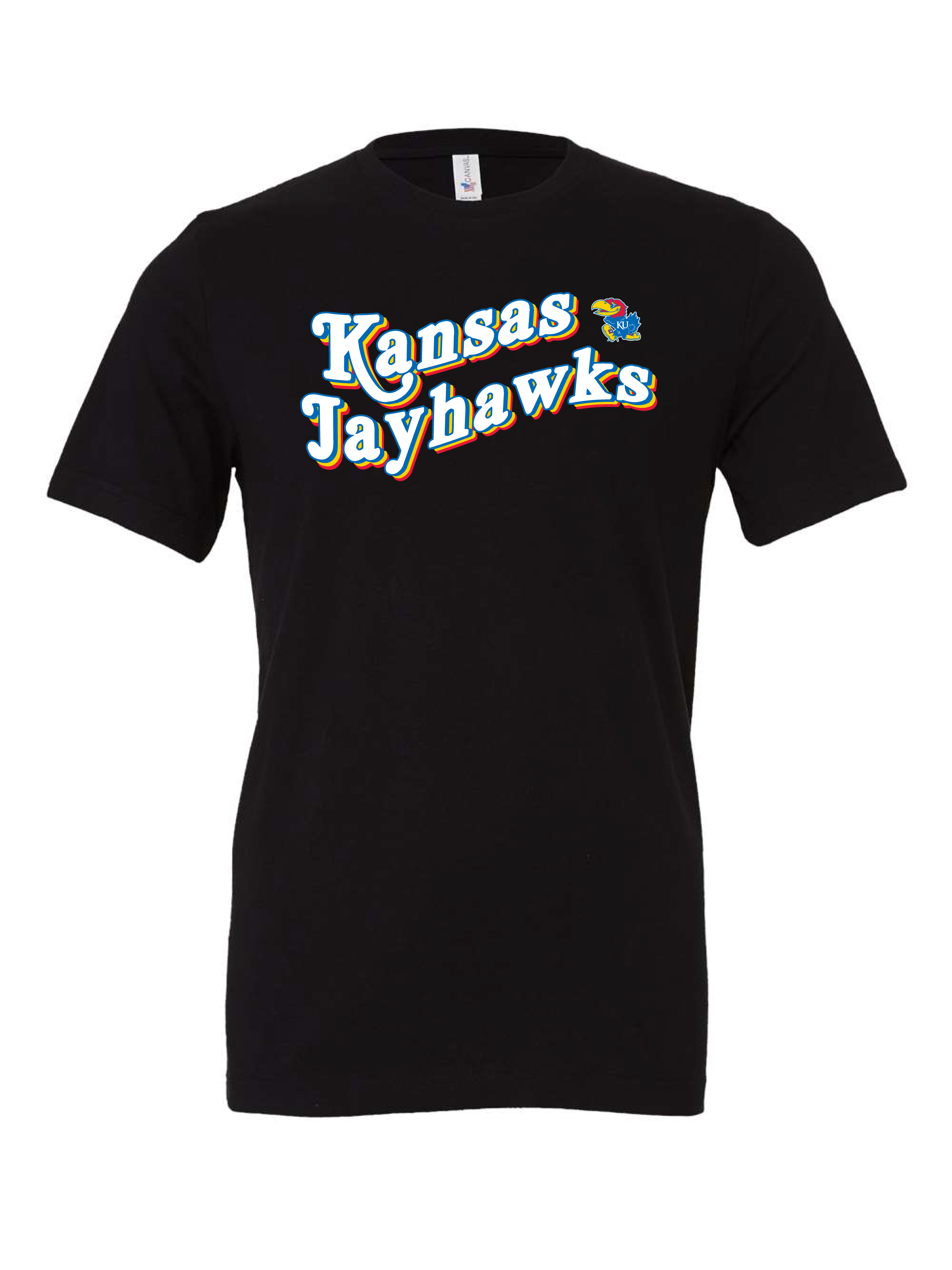 Kansas Jayhawks Retro design on a black t-shirt