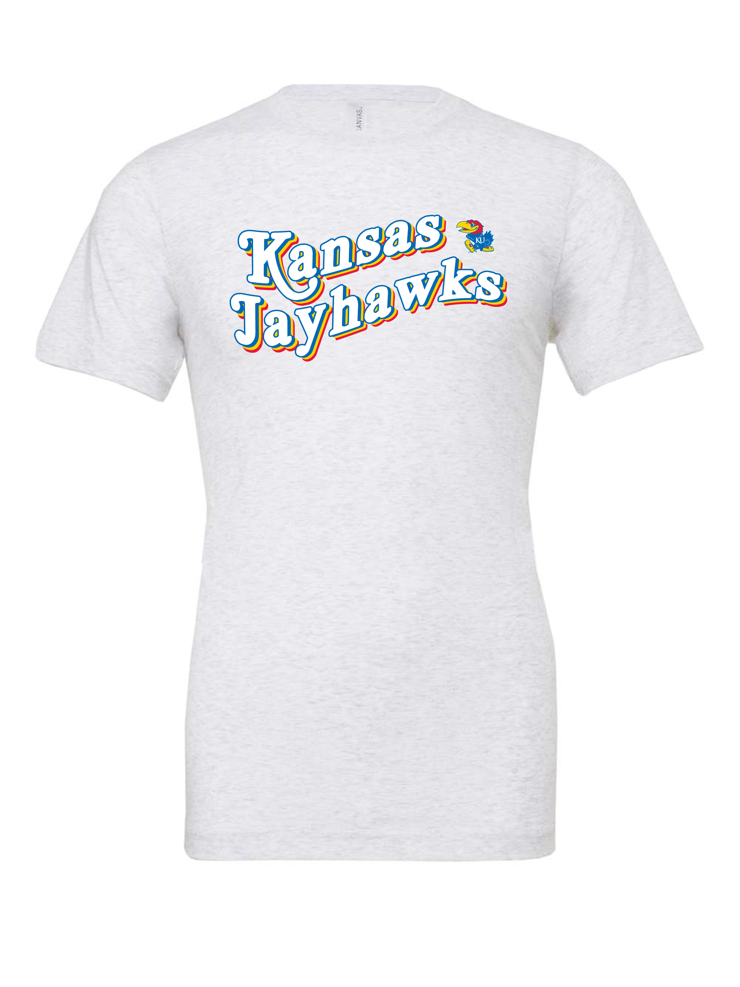 Kansas Jayhawks Retro design on a white t-shirt