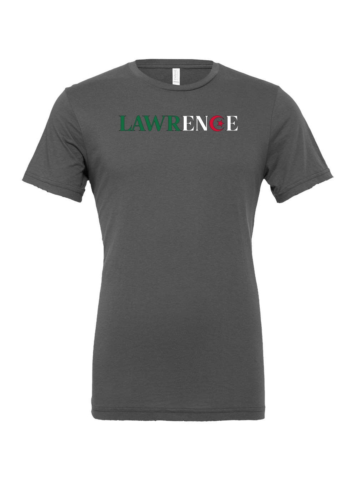 Lawrence Algeria WC26 design on an asphalt Bella+Canvas 3001 tee