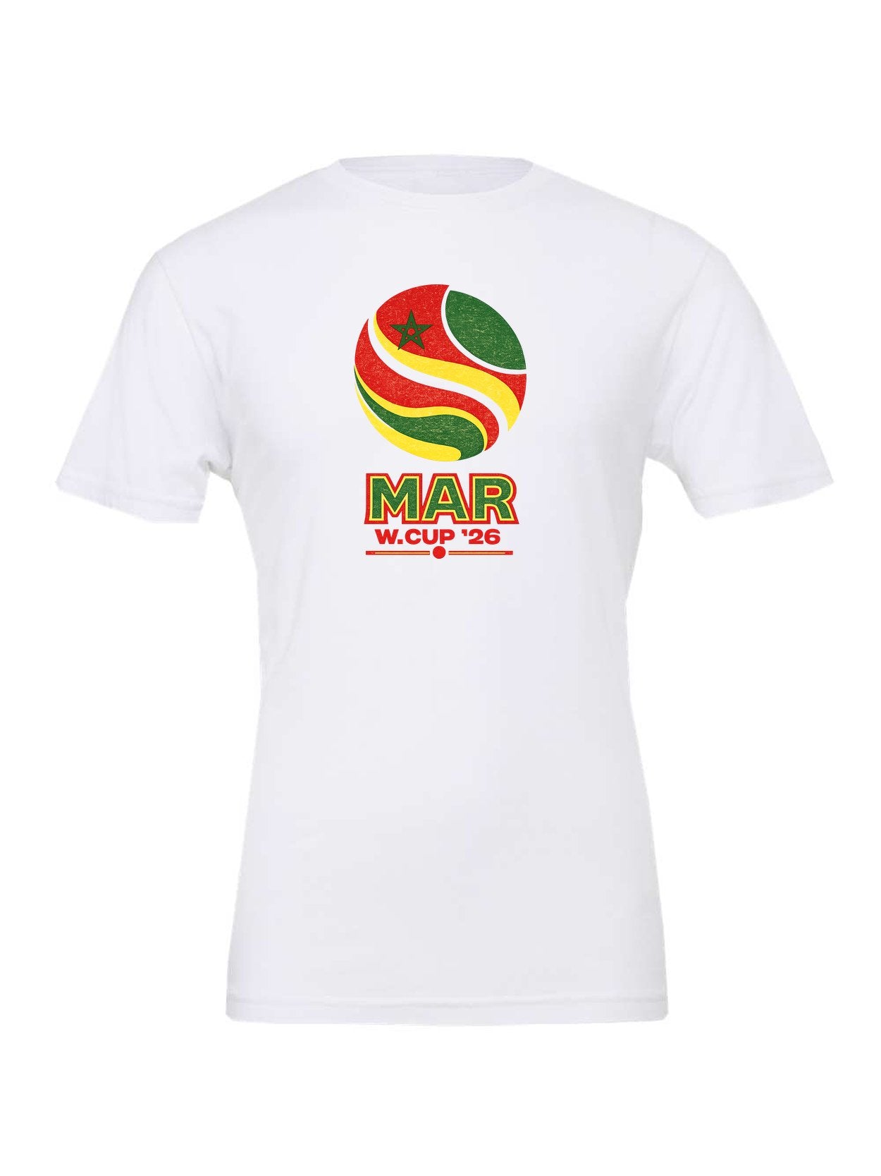 Morocco WC26 design on a white Bella+Canvas 3001 tee