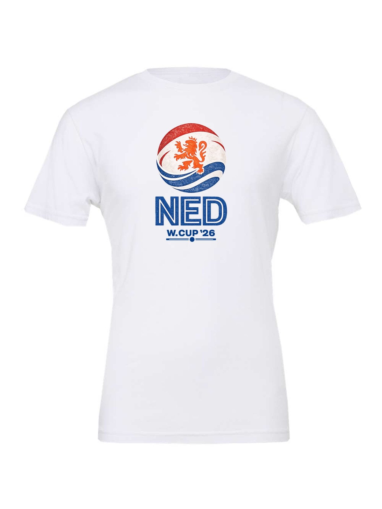 Netherlands WC26 design on a white Bella+Canvas 3001 tee
