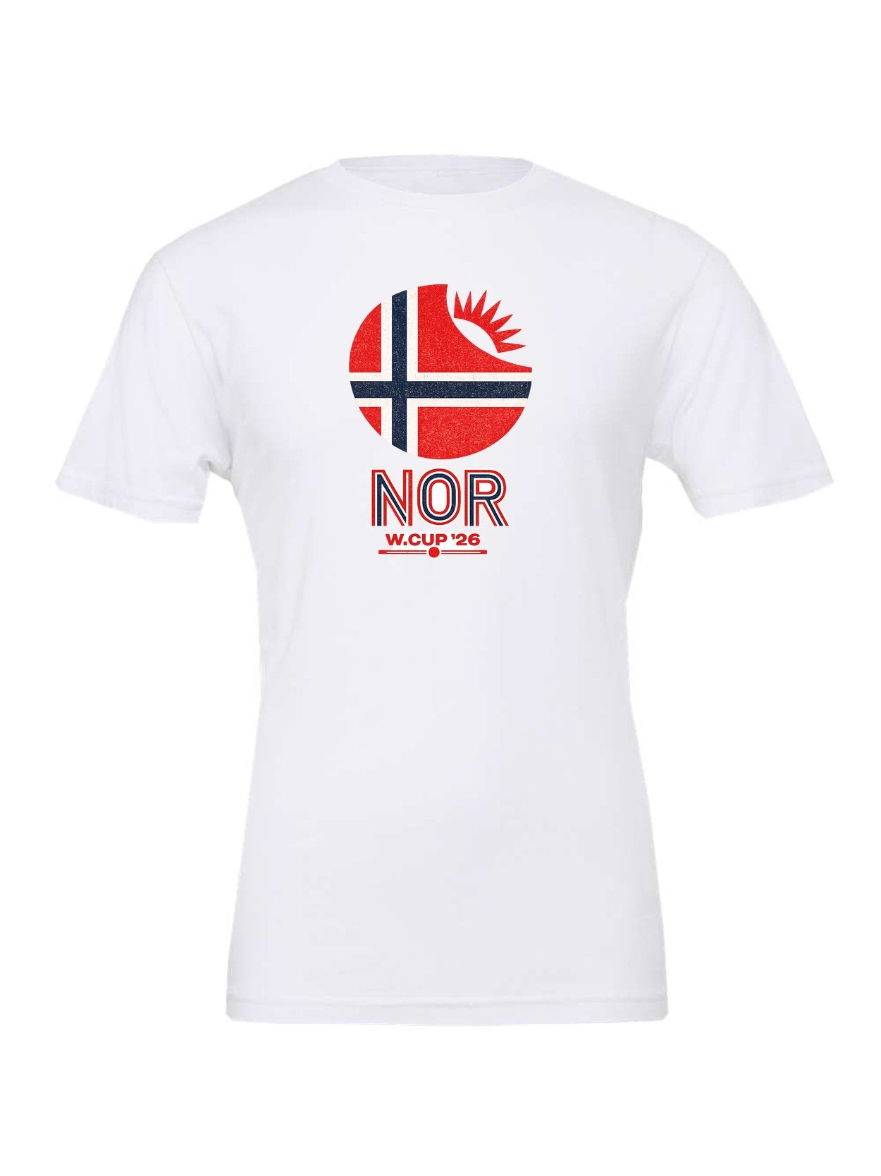 Norway WC26 design on a white Bella+Canvas 3001 tee