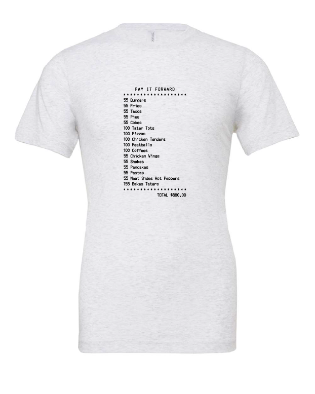 Pay It Forward design on a white t-shirt