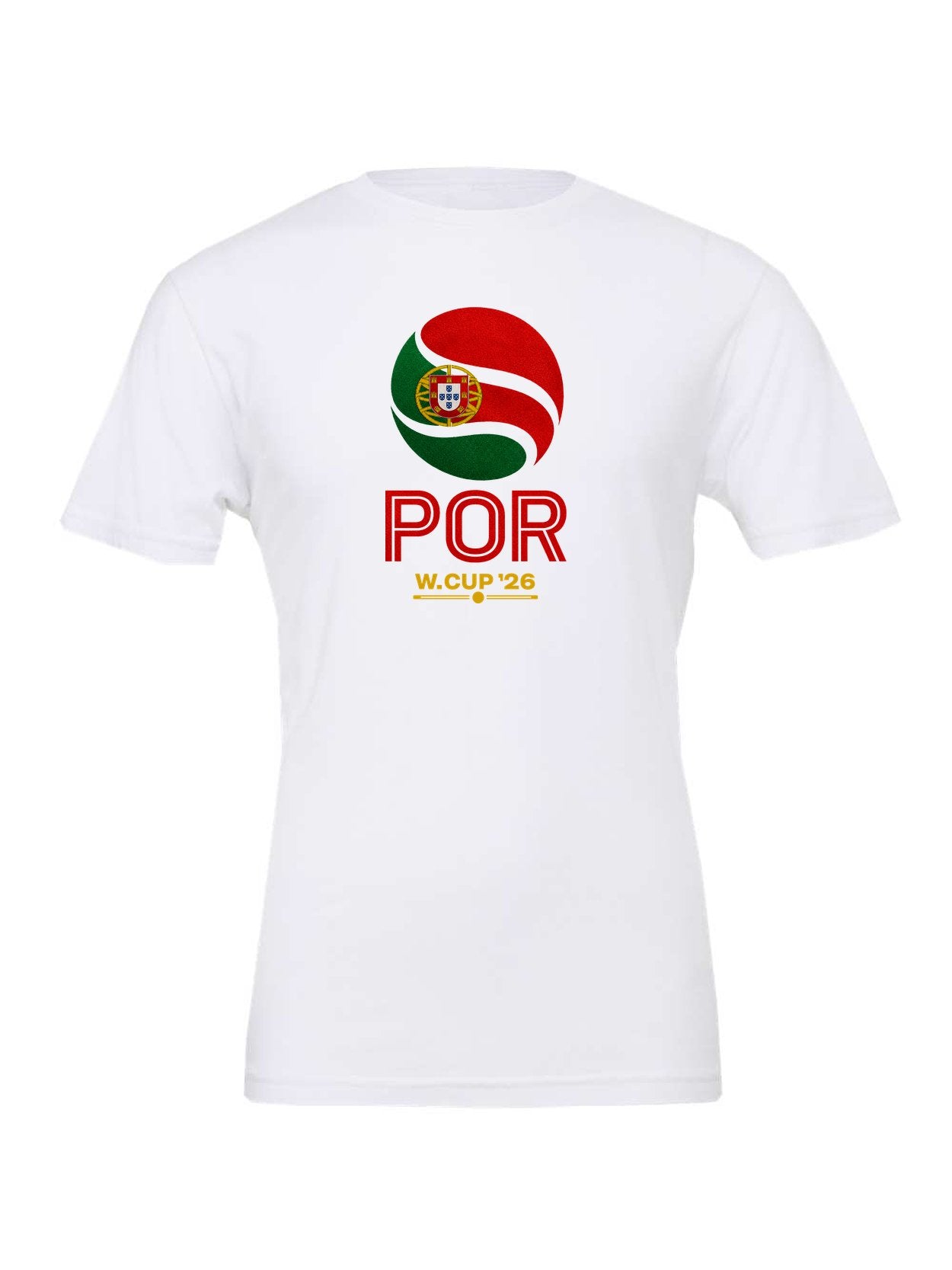 Portugal WC26 design on a white Bella+Canvas 3001 tee