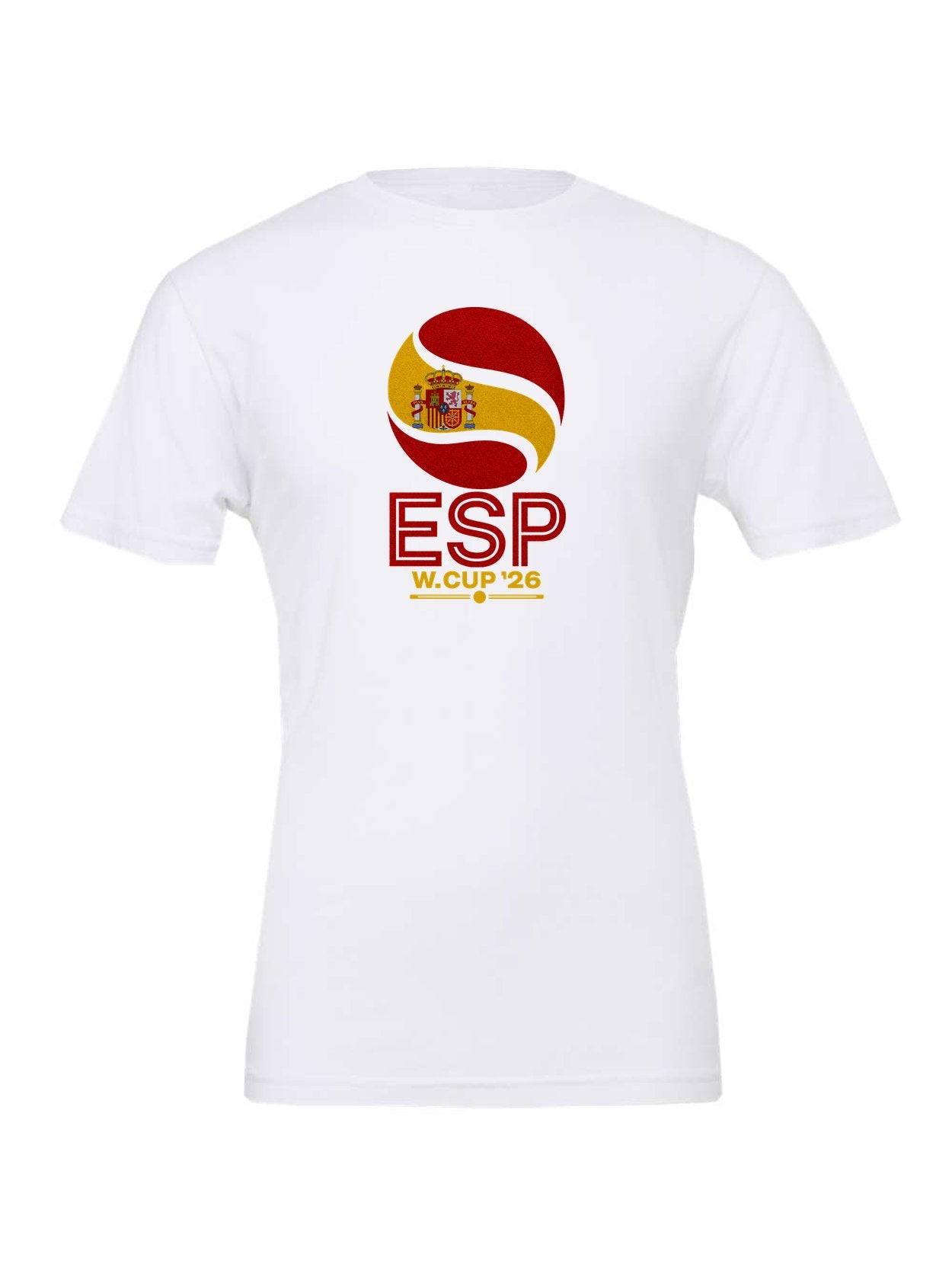 Spain WC26 design on a white Bella+Canvas 3001 tee