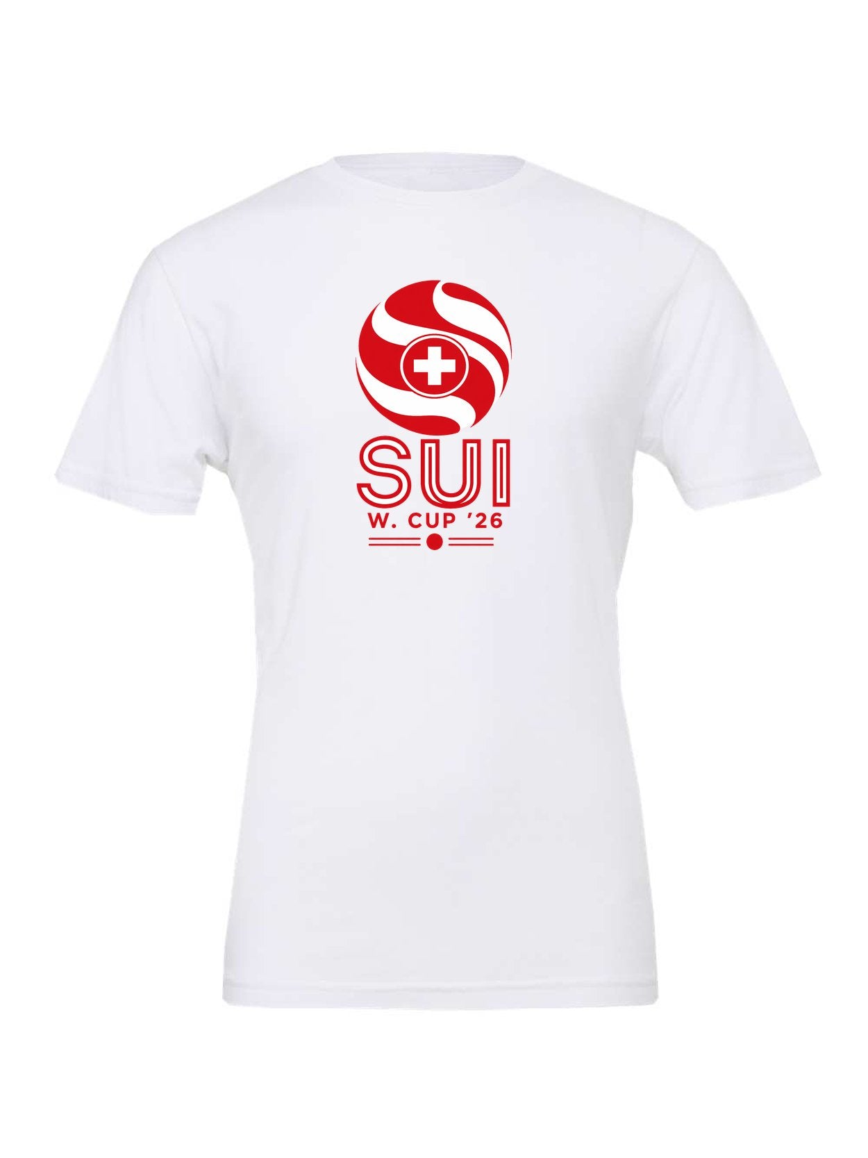 Switzerland WC26 design on a white Bella+Canvas 3001 tee
