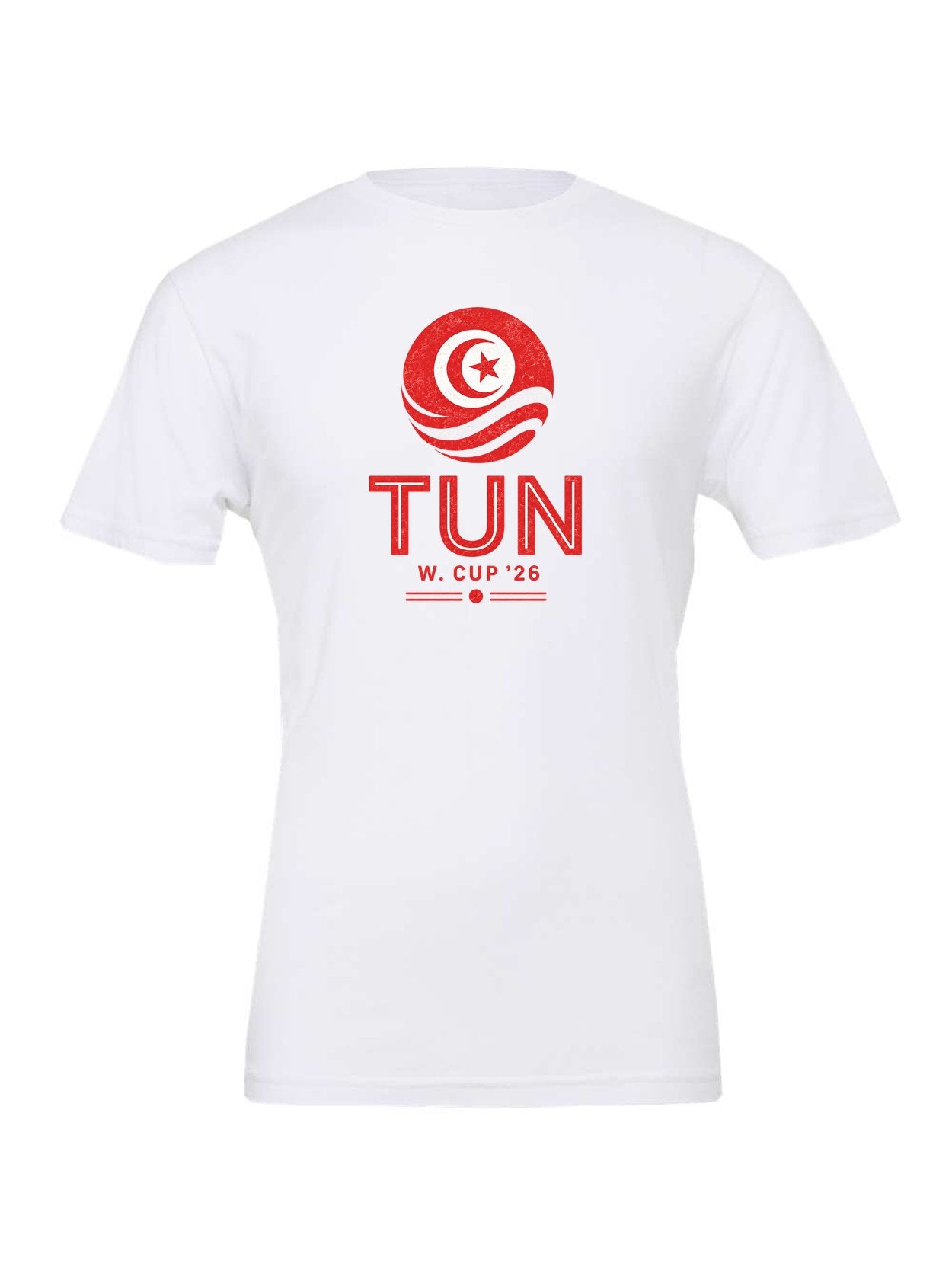Tunisia WC26 design on a white Bella+Canvas 3001 tee