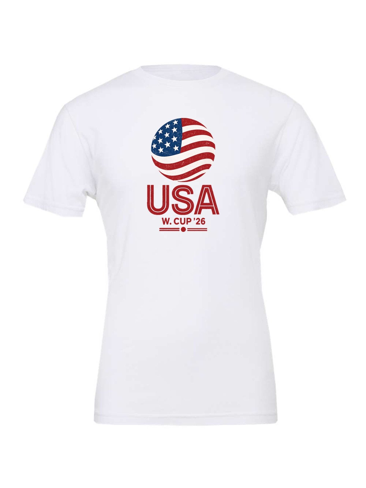 USA WC26 design on a white Bella+Canvas 3001 tee