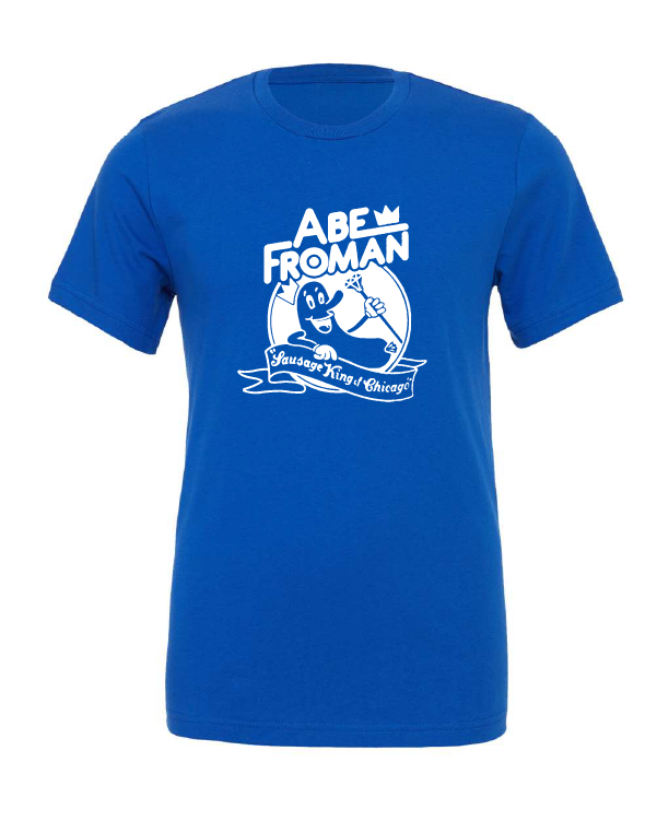 Abe Froman design on a blue t-shirt