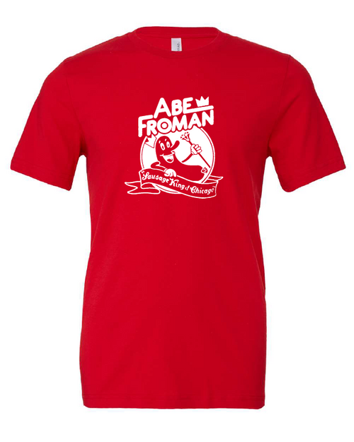 Abe Froman design on a red t-shirt