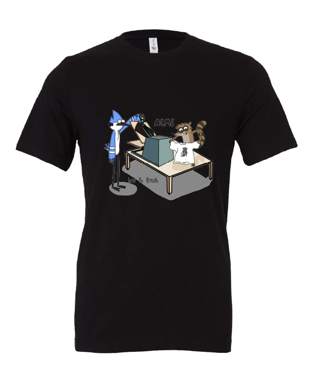 ACME Hot and Fresh design on a black t-shirt
