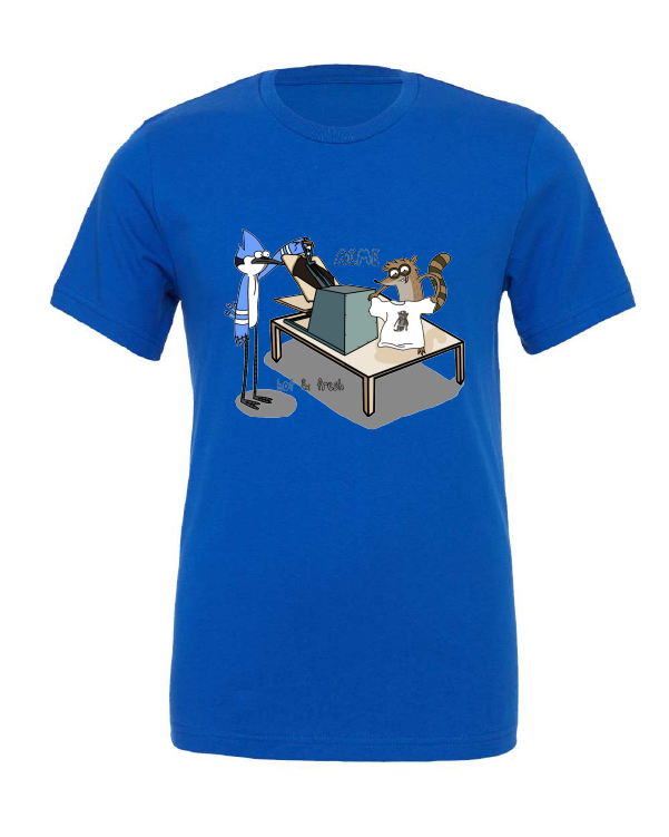 ACME Hot and Fresh design on a blue t-shirt