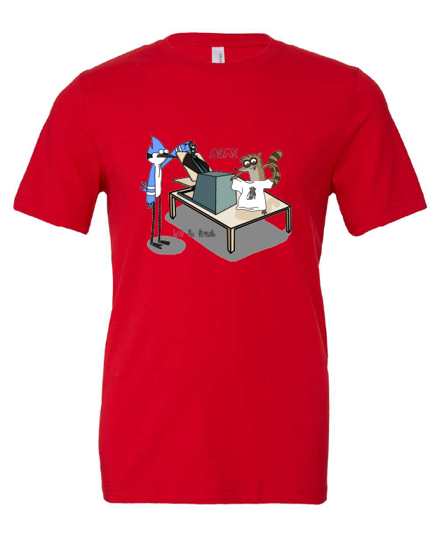 ACME Hot and Fresh design on a red t-shirt