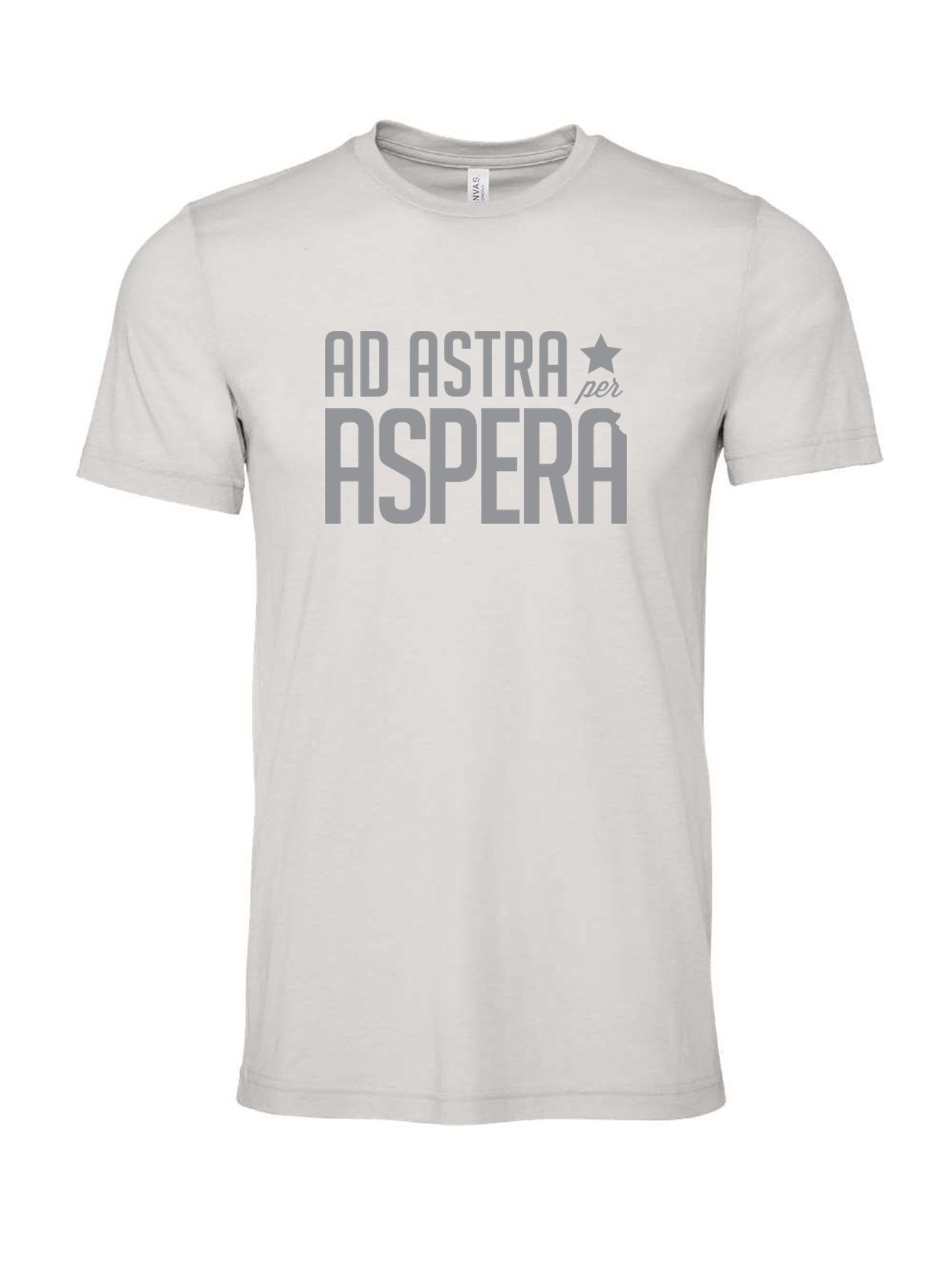 Ad Astra Per Aspera on a cement gray t-shirt