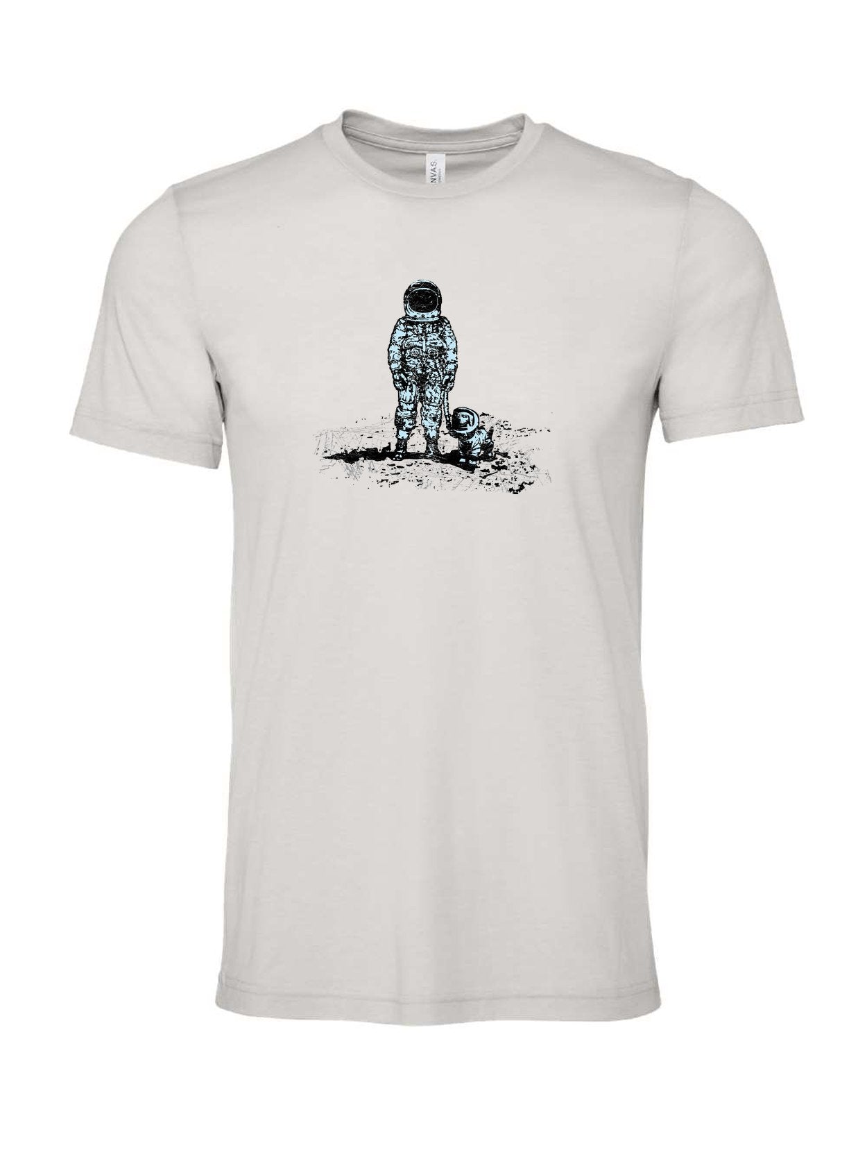 Astronaut Dog on a cement gray t-shirt