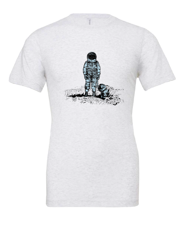 Astronaut Dog design on a white t-shirt