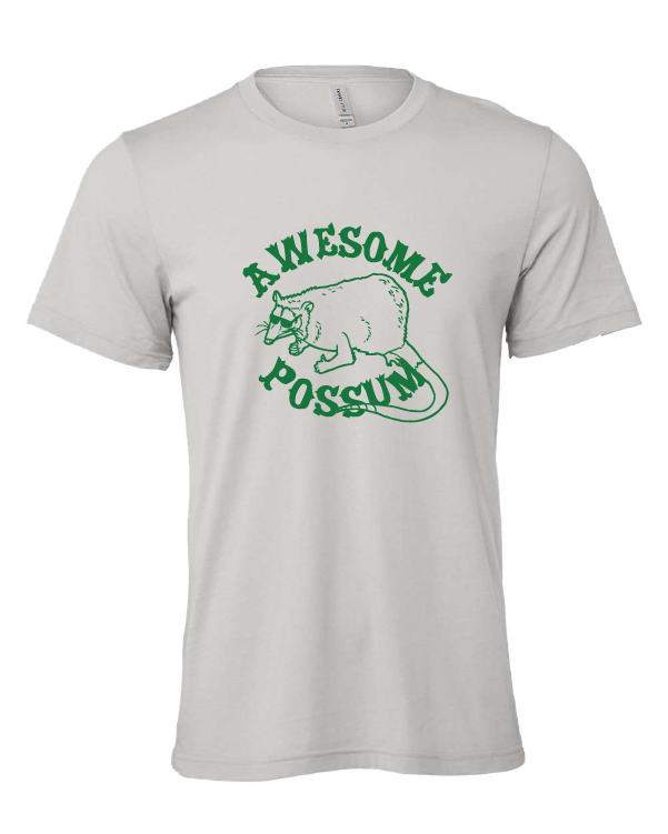 Awesome Possum design on a gray t-shirt