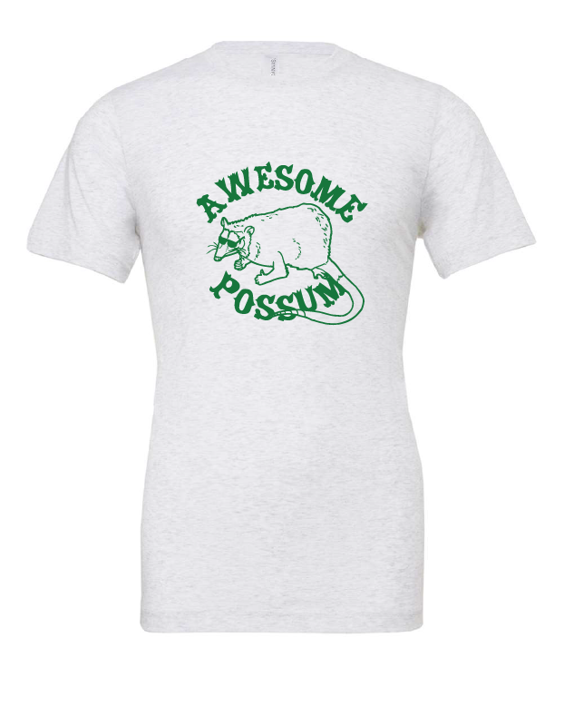 Awesome Possum design on a white t-shirt