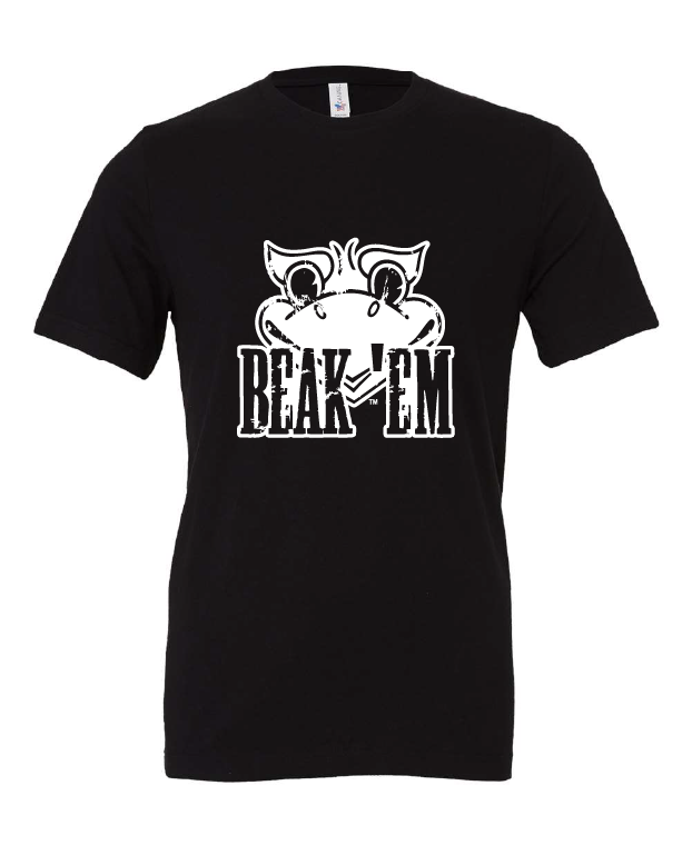 Beak 'Em design on a black t-shirt