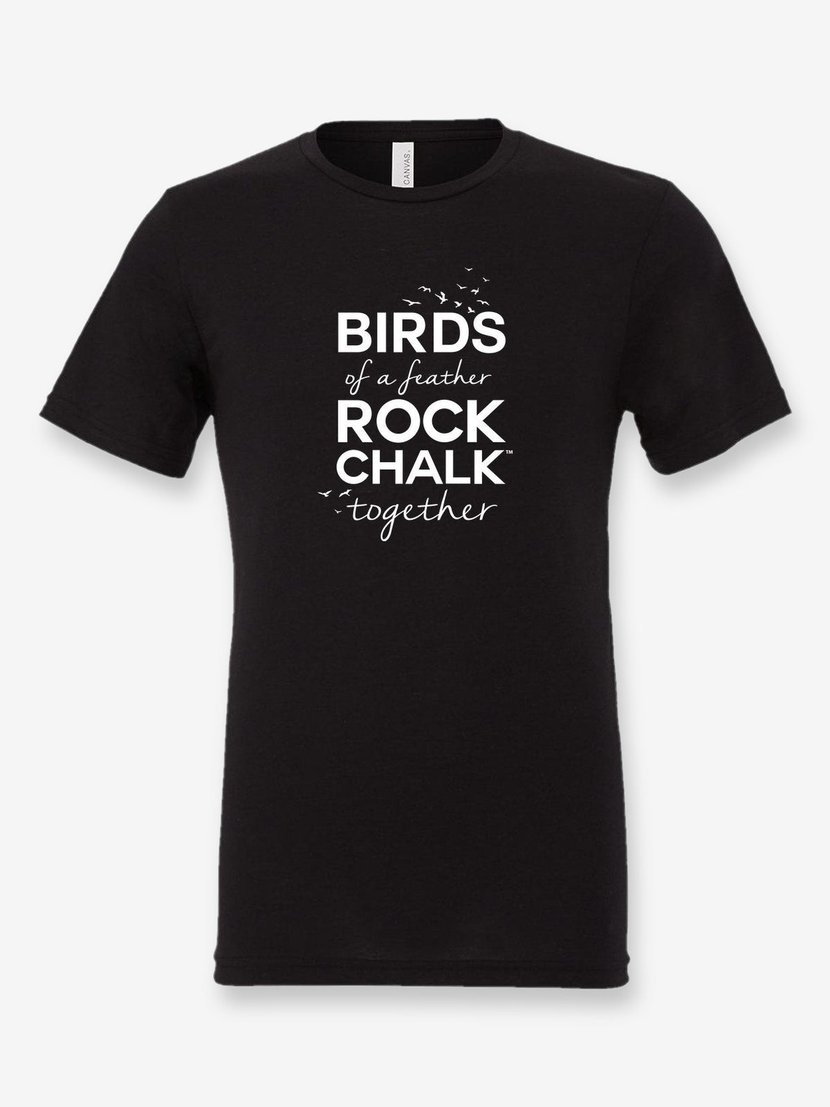 Birds of a Feather Rock Chalk Together on a black t-shirt