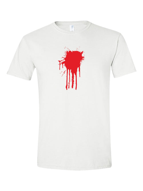 Blood Splatter Costume design on a white t-shirt