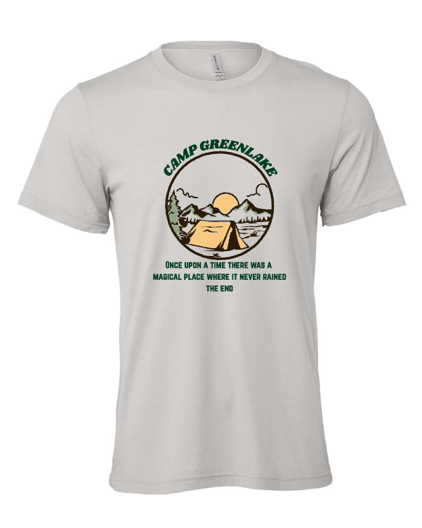 Camp Greenlake design on a gray t-shirt