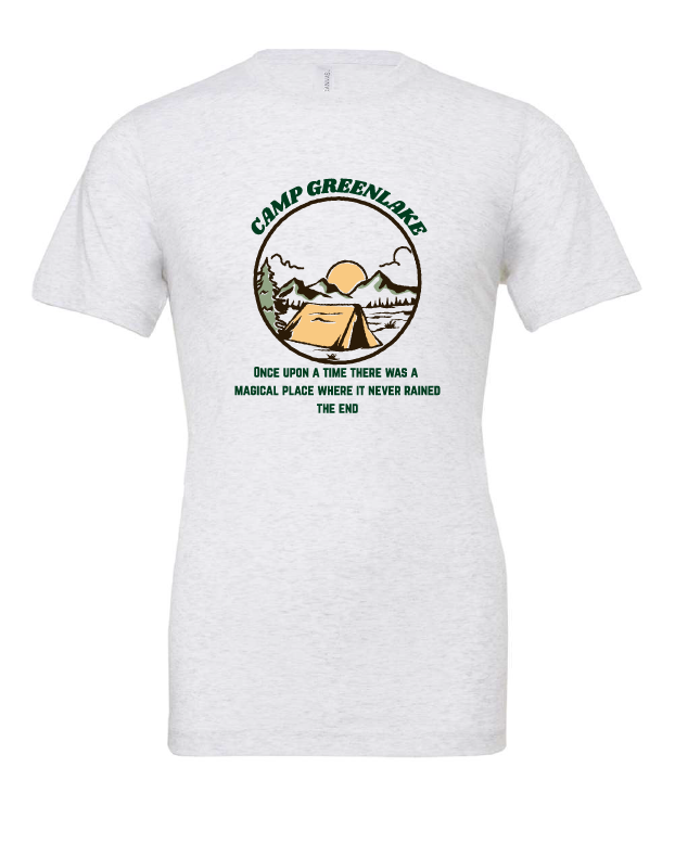 Camp Greenlake design on a white t-shirt