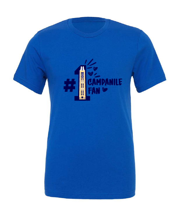 Campanile Fan design on a blue t-shirt