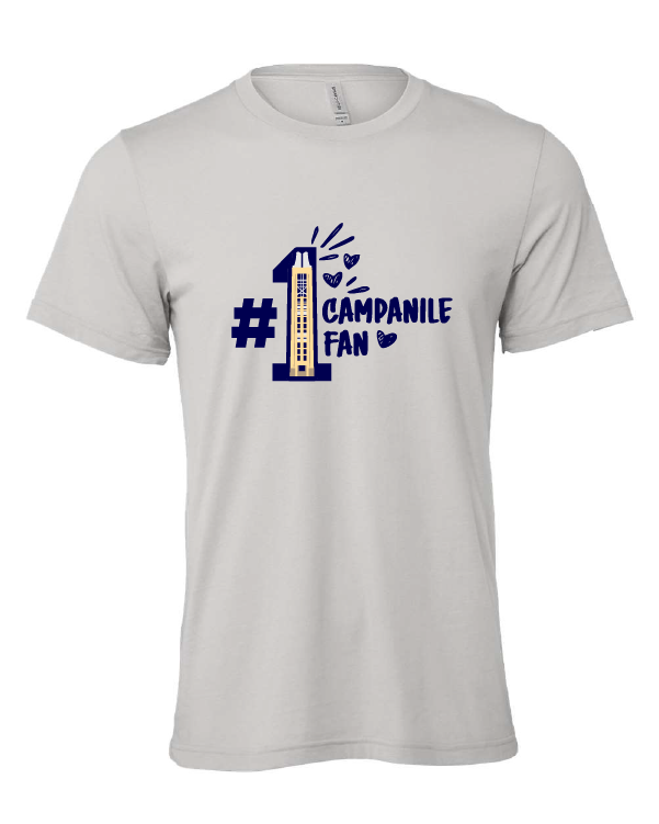 Campanile Fan design on a gray t-shirt