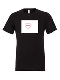 Candy Heart on a black t-shirt