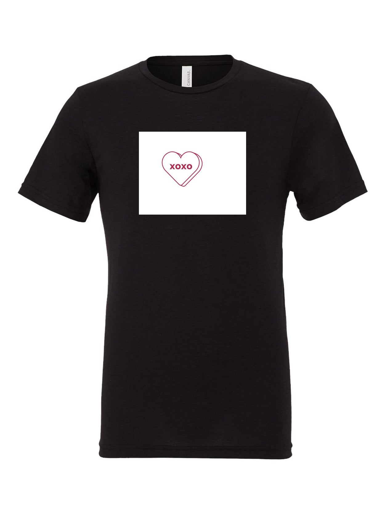 Candy Heart on a black t-shirt