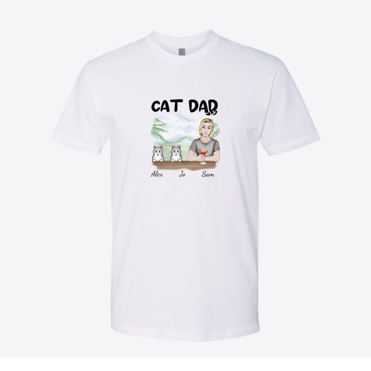 Cat Dad Watercolor Custom Tee