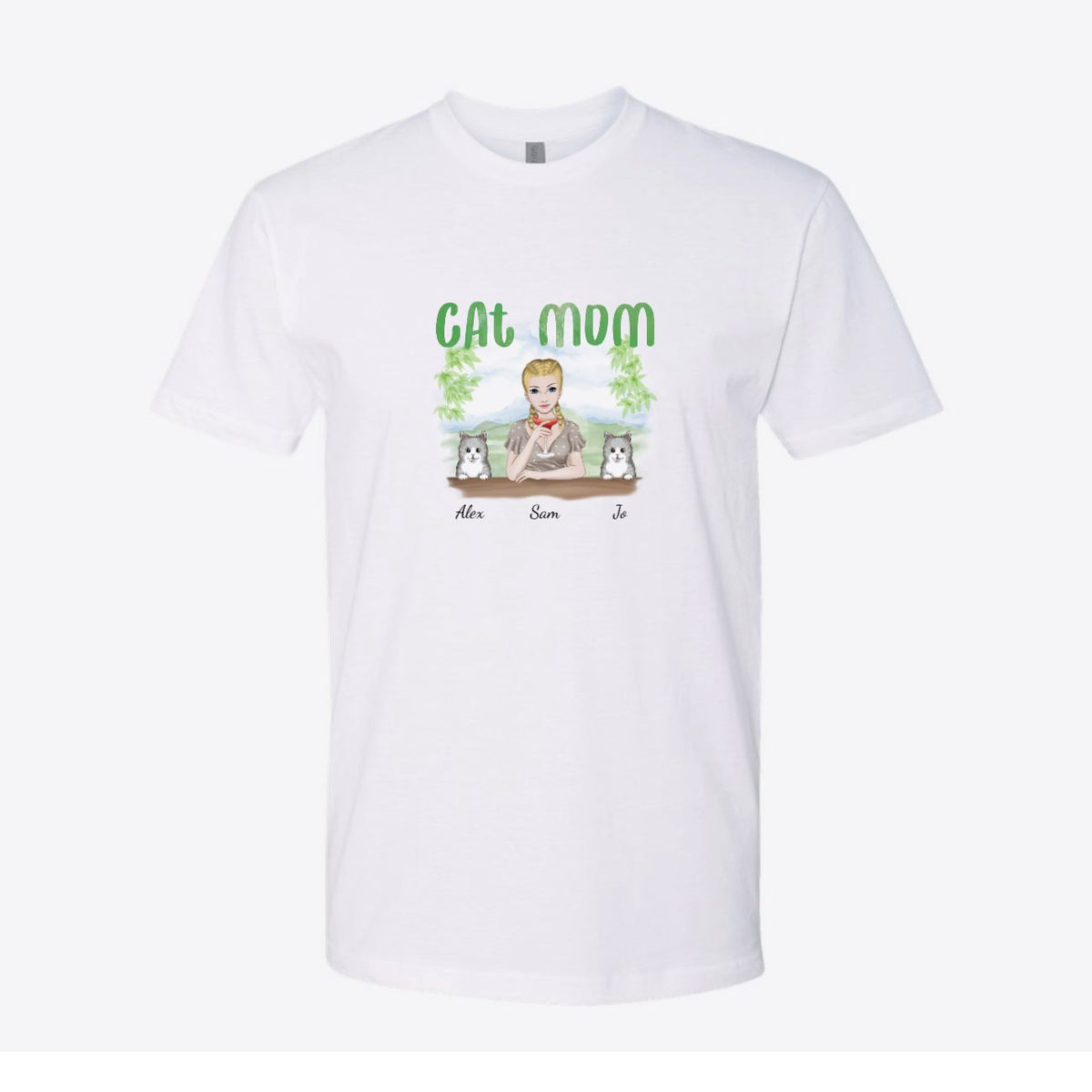 Cat Mom Watercolor Custom Tee