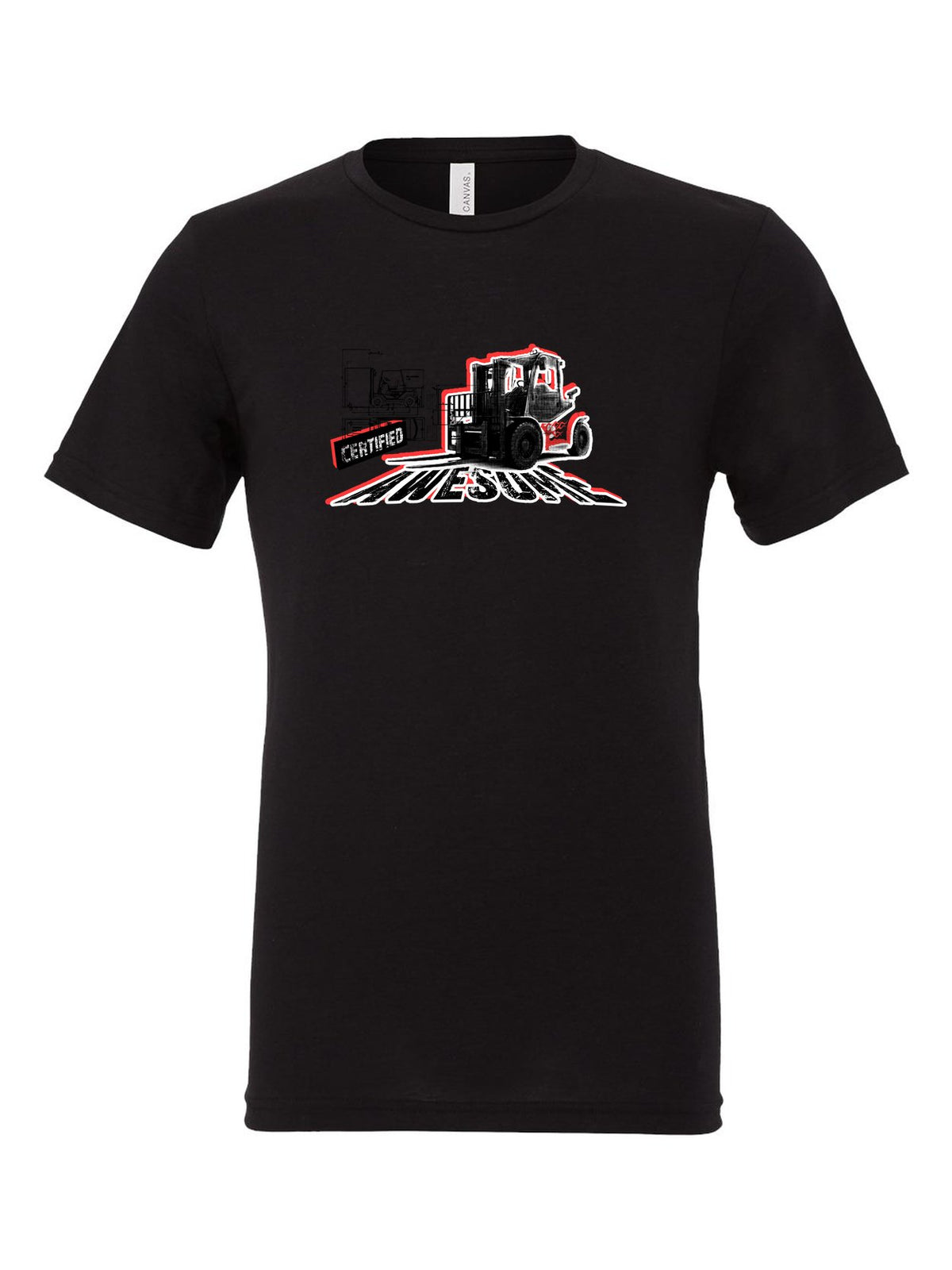 Certified Awesome on a black t-shirt