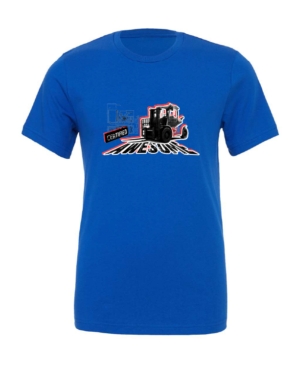 Certified Awesome design on a blue t-shirt