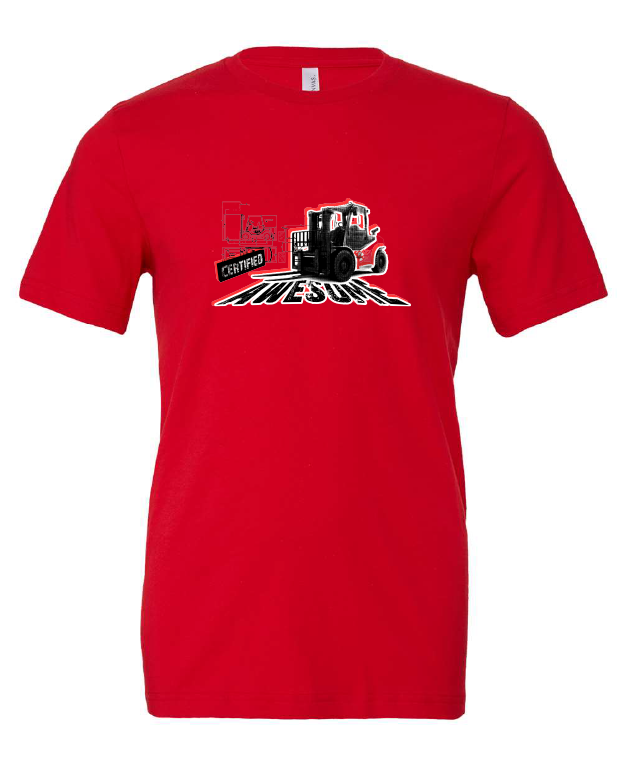 Certified Awesome design on a red t-shirt